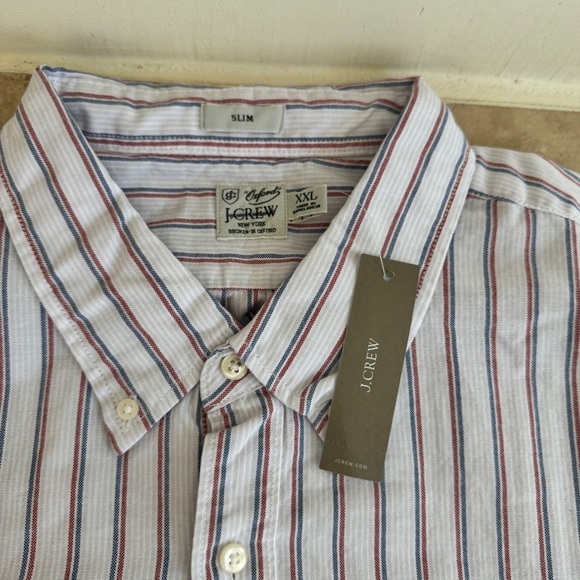 J Crew Slim Fit Broken In Organic Cotton Striped Oxford Shirt Mens Size XXL - Picture 7 of 12